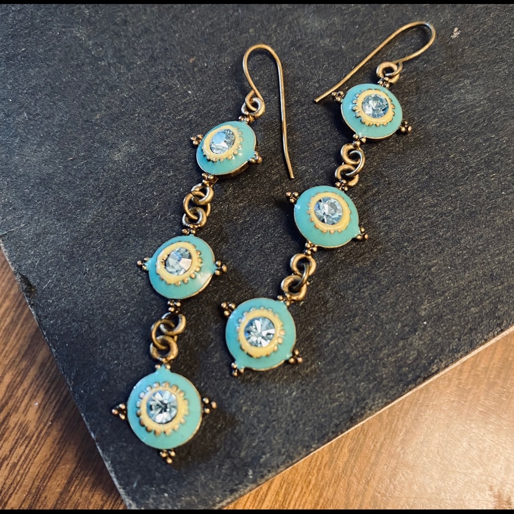 EARRINGS ⚗️ Turquoise Boho Jeweled Dangly Earrings